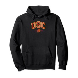 Mademark USC Curved Block Logo with Cardinal Gold Trojan 1880 Pullover Hoodie