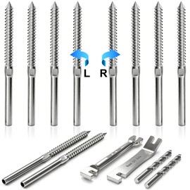 Steel DN Mate 100 Pack T316 Stainless Steel Right&Left Handed Thread Swage Lag Screws for Wood Post of 1/8" Steel Cable Railing Kit, Cable Railing Hardware, DIY Deck Railings, Wrench Include-DM50
