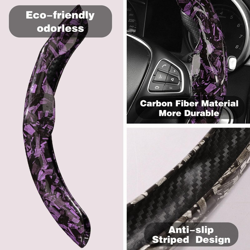Premium Forged Carbon Fibre Steering Wheel Cover, Universal Fit for