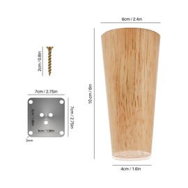 Pack of 4 Wooden Table Legs, Solid Wood Conical Replacement Furniture Feet, Sofa Feet, Base Feet, Table Foot, Made of Oak, Furniture Legs with Mounting Plates & Screws for Chairs and Sofa, Bed,
