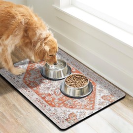 Dog Food Mats for Floors Absorbent, Pet Cat Food Mat - Non Slip Dog Bowl Mats for Food and Water, Eco-Friendly Boho Dog Placemats Feeding Mat Pet Supplies