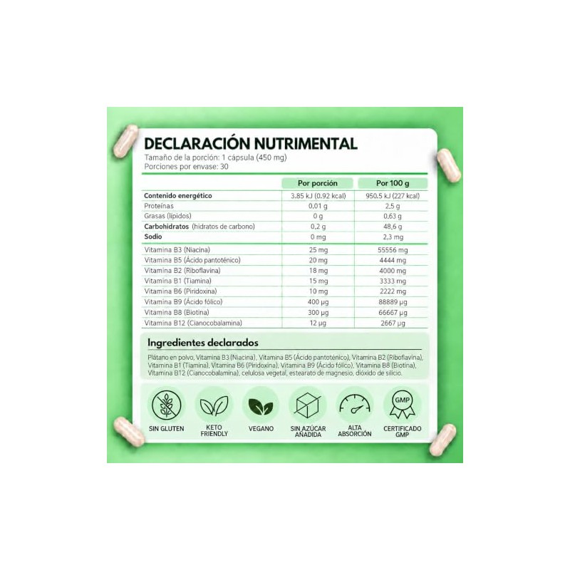 Complejo B Formula Avanzada 30 Capsulas | Vitamina B12, B1,