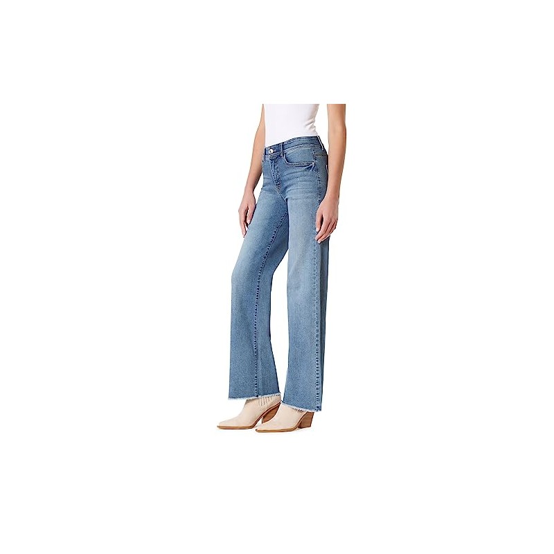 Angels Forever Young Women's 360 Sculpt Mid-Rise Wide Leg Jeans,