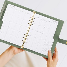 Aesthetic A5 Binder with 6 Golden Rings - Refillable & Sturdy Planner w Pockets Keeps You Perfectly Organized - Mini Notebook with Magnetic Closure Works Great as Photocard Binder for All Your Cards