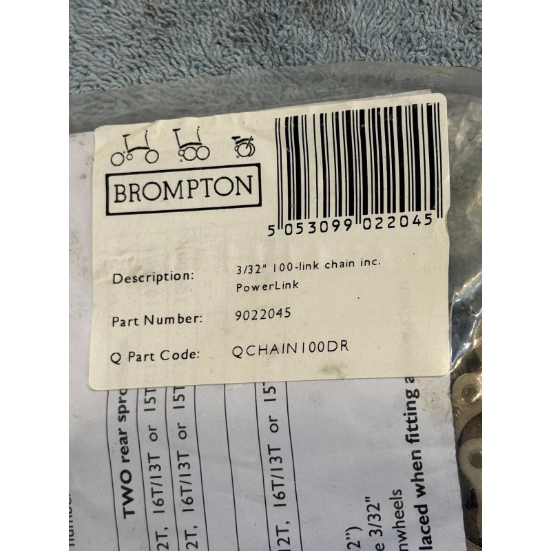 Brompton chain 100 Links 3/32" with PowerLink #9022045 - QCHAIN100DR