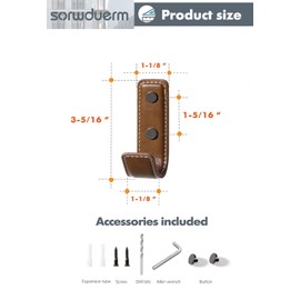 SORWDUERM 2 Pack Brown Leather Coat Hooks Wall for Hanging Rectangle Coat Hooks for Hanging Robe Towels Bags Hats Scarf Keys Clothes Suitable for Bedroom, Entryway and Closet
