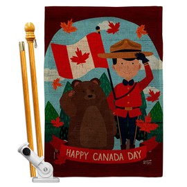 Angeleno Heritage Oh Canada Day Burlap House Flag Set Canadian Territories Region Country Particular Area Decoration Banner Small Garden Yard Gift Double-Sided, Made in USA