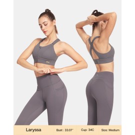 VFUS Sports Bras Adjustable Zip Front High Impact for Women Full Coverage Removable Padded Workout Running (Large, Gray)