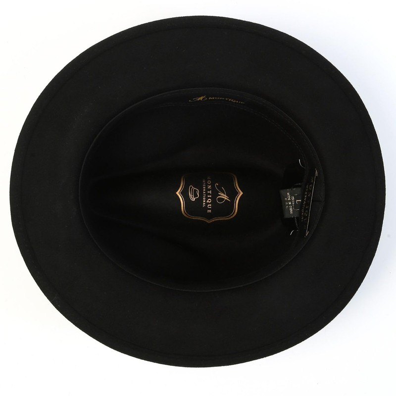 Montique Snap Brim Fedora Men's Felt Hat,Black,Large