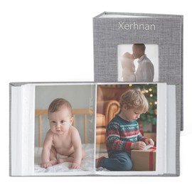 Xerhnan 1 Pack Photo Album 4x6-50 Pockets Hold 100 Pictures - Memory Book for Wedding, Baby Shower, Family Photos (Gray)