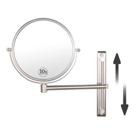 Nicesail 8 Inch Double-Side Wall Mounted Mirror Magnified 10x Makeup and Shaving Mirror Regular View and 10X Magnification, High Adjustable Nickel
