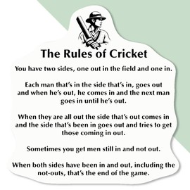 4 x Small 50mm 'Funny Cricket Rules' Permanent Sticker Decals for Cars/Windows/Bins/Walls etc (DW00117604)