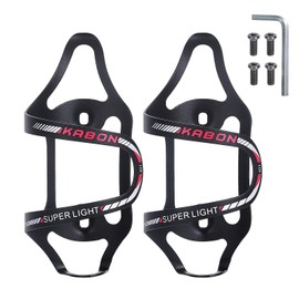 KABON Bicycle Bottle Holder, Adjustable Aluminium Alloy Lightweight Bicycle Water Bottle Holder for Outdoor Activities (Red-2 Pieces)
