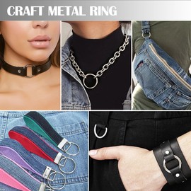 Ewparts Metal O Rings Multi Size Metal Rings for Crafts 50 Pack 3mm Thick Welded Craft Macrame Ring for Belts Hardware Bags, Dog Leash,Dog Collor,Macrame Plant Hanger,Jewelry Making