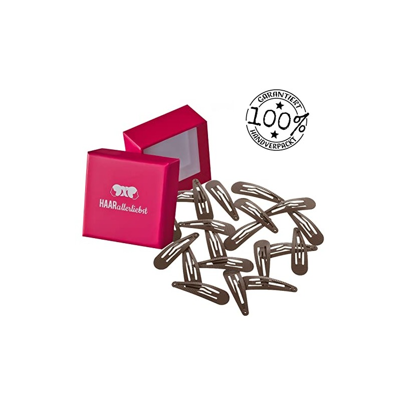 HAARallerliebst Ribbed Hair Clips (20 Pieces | Brown | 5