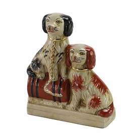 SYNWISH Hand-Painted Porcelain Dog Figurines Sitting on The Drum,Ceramic Dog Collectibles for Home Decoration,Unique Gifts