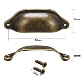 Sourcingmap Cup Pulls, Carbon Steel Shell Pull Handles Bronze Tone for Dresser Kitchen Cabinet Drawer, 3.86" Length 1.34" Width,10 Pack