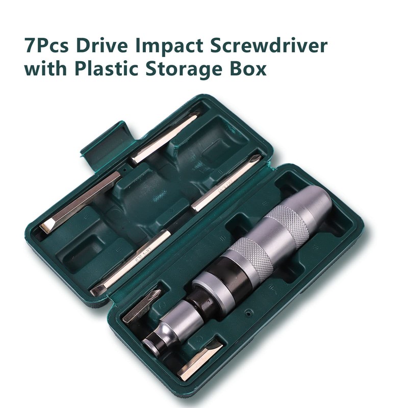 7Pcs Drive Impact Screwdriver Kit, 6 Bits Multifunctional Manual Drive