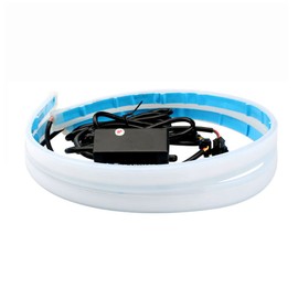 LED Light Strips, Riloer 2pcs 12V Car Headlight LED Strips Universal for Car Truck Trailer, RGB Flexible Daytime Running Light Strip