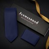 Junmaxroad Mens Tie Set Solid Color 3.15" (8CM) Navy Blue