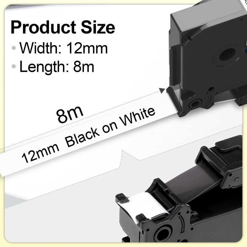 6X Upwinning Aze Label Tape 12mm Compatible with Brother P