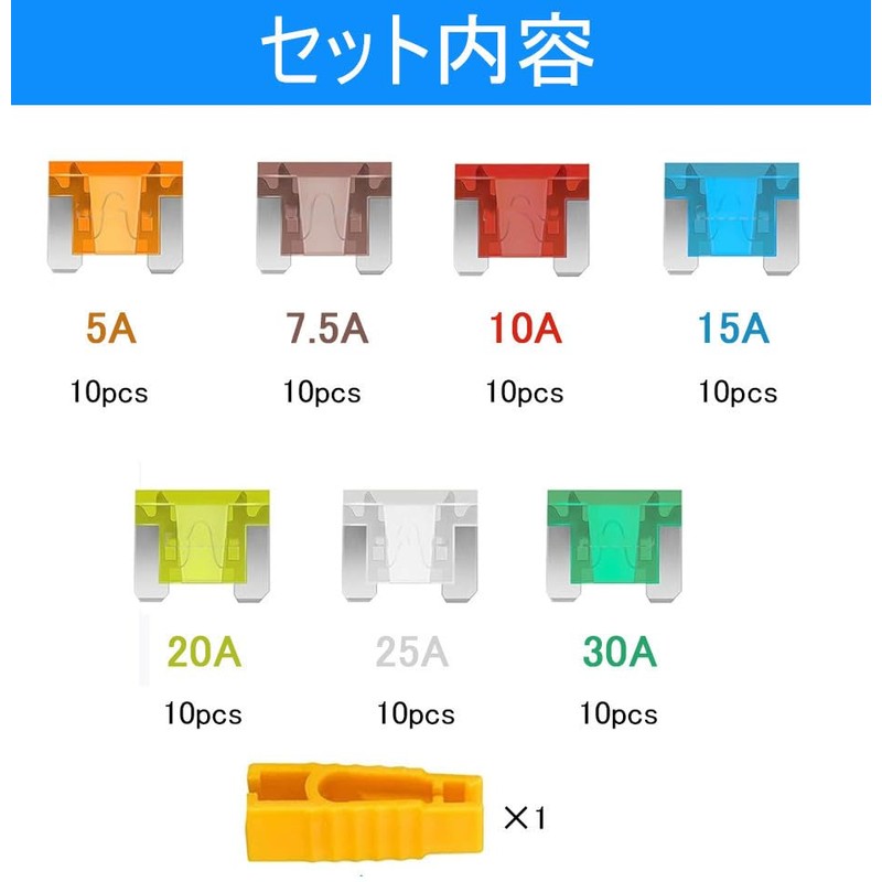 70 Pack Low Profile Fuses 5A 7.5A 10A 15A 20A