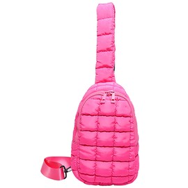 Bagtopia Sling Bag, Waterproof Sling Backpack for Women Men, Multipurpose Lightweight Puffer Crossbody Chest Bag, Trendy Quilted Hiking Daypack for Travel, Gym, Sports and Everyday Use, Plum