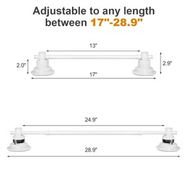 Suction Cup Towel Holder Adjustable 15.75'' to 25.6'' Bath Towel Bar Stainless Steel Heavy Duty Towel Rack for Shower and Bathroom, Removable Vacuum Suction Towel Holders (White)