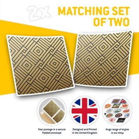 Square Stickers (Set of 2) 10cm - Gold Geometric Pattern Art Deco Laptop Tablet Luggage Scrapbook #12555