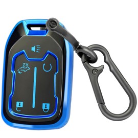 XIYANG TRADE for GMC Key Fob Cover with Keychain，Key Case Shell TPU Full Protection Compatible with GMC Chevy Acadia Sierra Terrain Silverado 1500 2500HD 3500HD Tahoe (Blue, 5 Button)