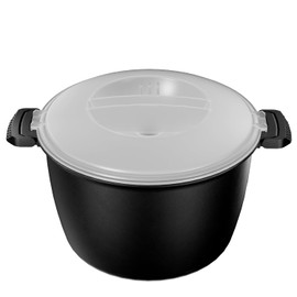 Vaporera Grande para Microondas de 3 Cuartos - AJXX Micro Cookware Vaporera de Verduras para Cocinar, Cocinador para Microondas con Recipiente para Alimentos, Filtro Extraíble y Lockab - Sin BPA, Apto