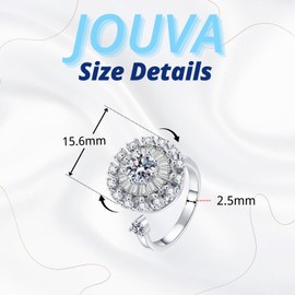 JOUVA 18K Gold Plated Solid 925 Sterling Silver Anxiety fidget for Women, Adjustable Spinner Anxiety Rings, Relieving Stress Open Sunflower Fidget Rings for Anxiety Adjustable Ring