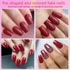 AddFavor 240pcs Red Press on Nails Medium Square Fake Nails,