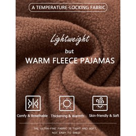 Ekouaer Women's Fleece Pajama Sets Long Sleeve Button Down Two-piece Sleepwear Soft Lounge Set Brown