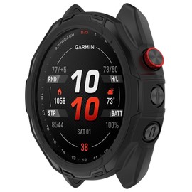 Screen Protector Case Intended for Garmin Approach S70(47mm) Smartwatch Accessories Colorful Covers Scratched Resistant Full Protective Cover for Approach S70(47mm) (Black)