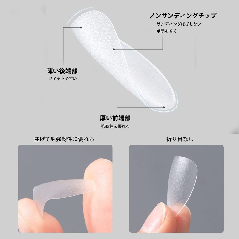 Nail Tips (5) Ultra Short, Long Teardrop Shape, Ultra Thin,