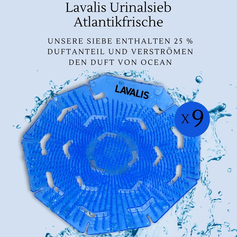 Lavalis Urinal Sieve (Pack of 9) Atlantic Freshness, Splash Guard
