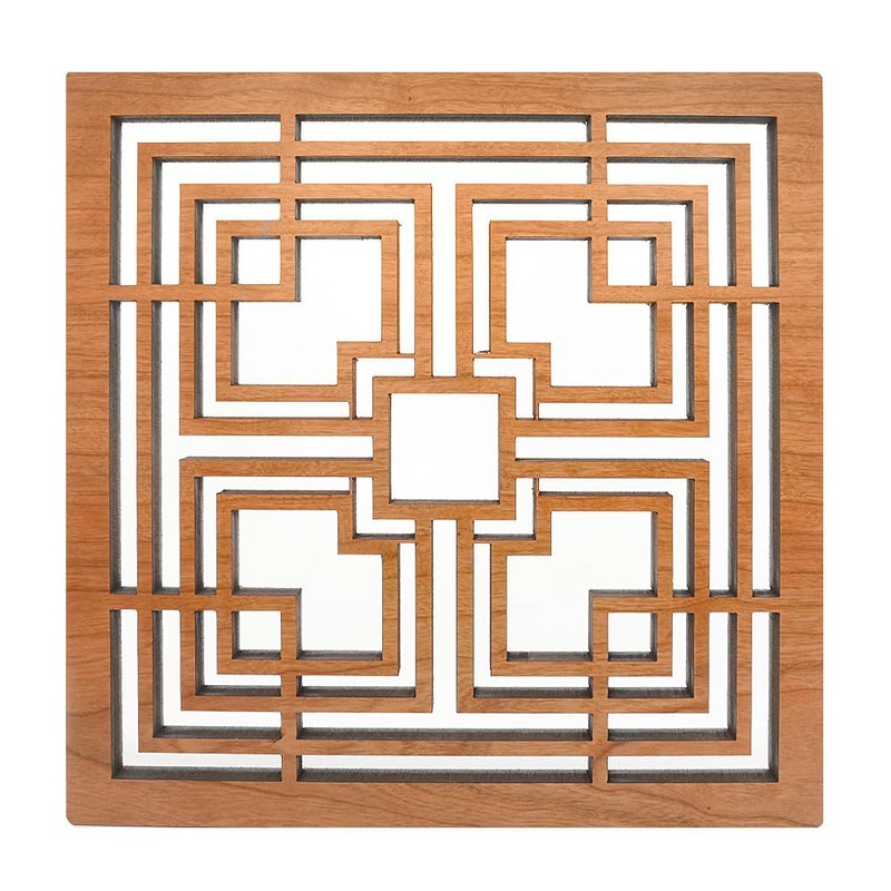 Frank Lloyd Wright Storer Textile Block Hardwood Trivet and Wall