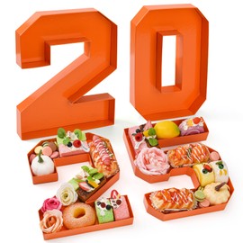 2025 Set Cardboard Number for Charcuterie 10.2'' Orange Fillable Tray Charcuterie Paper Box for Graduation Anniversary Birthday New Year Party Decorations Chocolate Cookies Goodie Cupcake Box