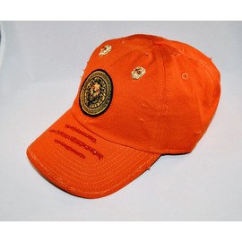 Damier Langevinè® Trendy Distressed Orange Designer Baseball Cap Lion Hat