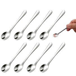 8 Pcs Mini Spoon, Tiny Spoon 304 Stainless Steel, Cute Small Spoons Mini Size 7.5 Cm, Fun Teaspoon, Espresso Coffee Spoons, for Kitchen Salt Spices Honey Seasoning Condiment Sugar and Powder