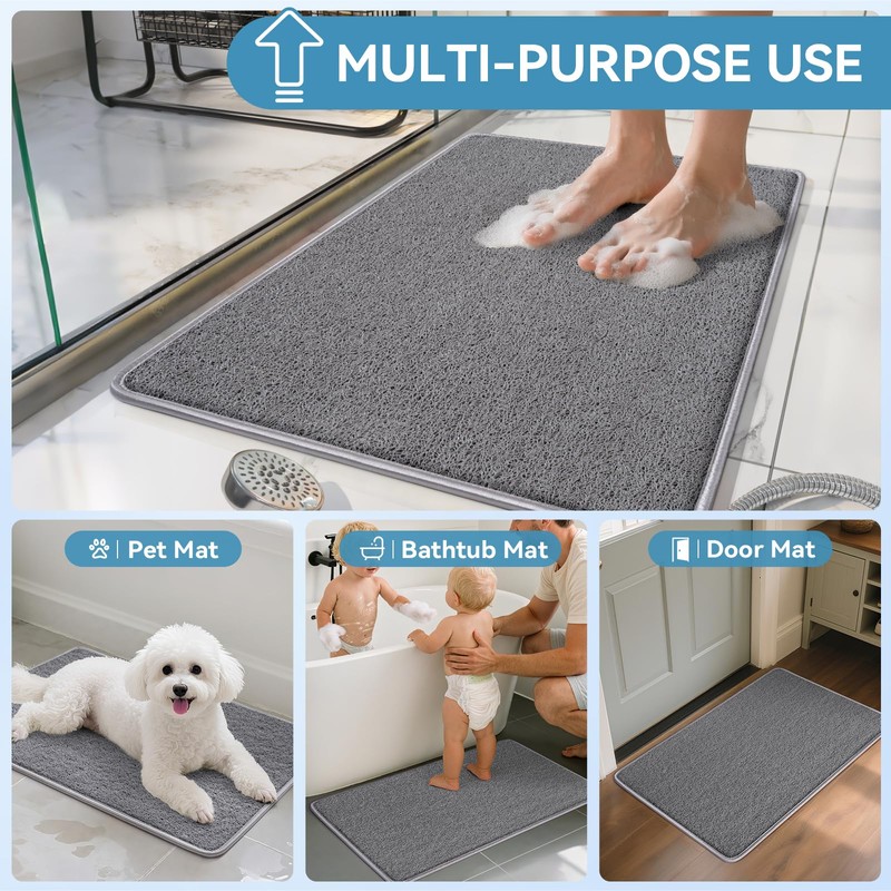 QiCaiJia Non Slip Shower Mat Bathtub Mat 20x32 Inch, Quick