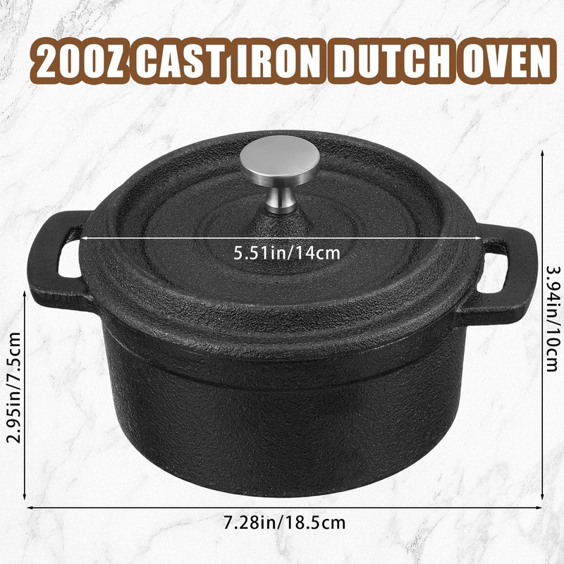 Suttmin 4 Pcs Mini Dutch Oven Small Round Iron Cocotte