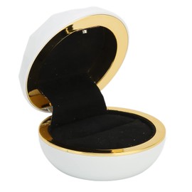 Caja de exhibición de anillo, exquisita caja de anillo LED de forma única de plástico portátil para hombres y mujeres para compromiso para propuesta de boda(blanco)