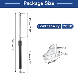 MECCANIXITY 15inch 22.5lb Gas Strut Gas Shock Spring Lift Support Shock Strut Spring for Bed Storage Cover Door Lids Floor Hatch Boat Shed Window Custom Tool Box TV Cabinet 1 Set