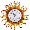 Outdoor Clock Thermometer Combo, Sun Outdoor Wall Clock, Silent Non-Ticking