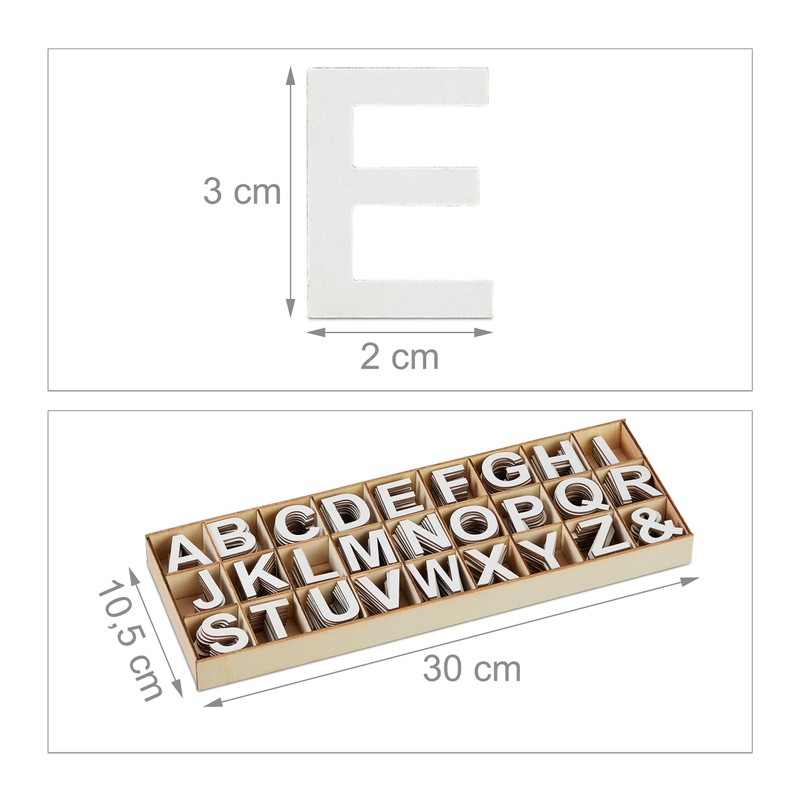 Relaxdays Wooden Letters Set, 324 Pieces, Capital Letters A-Z, and