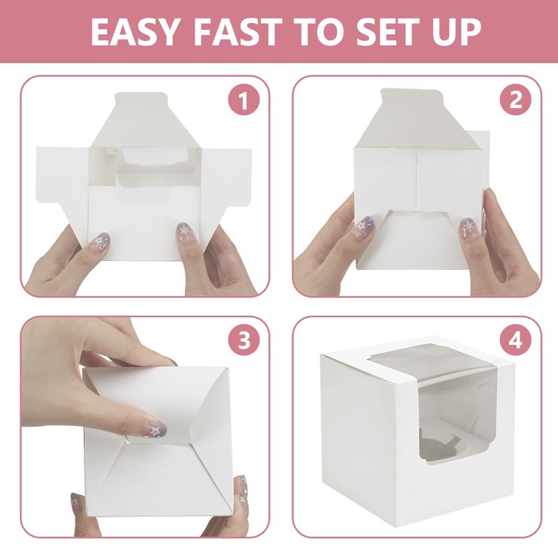 SUPERFA 24 Pack White Single Cupcake Boxes, Individual Cupcake Boxes