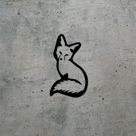 Transparent Decal Stickers of Young Sitting Fox (Black) Premium Waterproof Vinyl Decal Stickers for Laptop Phone Accessory Helmet Car Window Mug Tuber Cup Door Wall Decoration ANDSKUS51639aBL080322