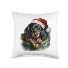 Christmas Winter Wiener & Dachshund Throw Pillow